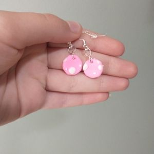 Circle Dangling Air Dry Clay Handmade Earrings 2 pairs
